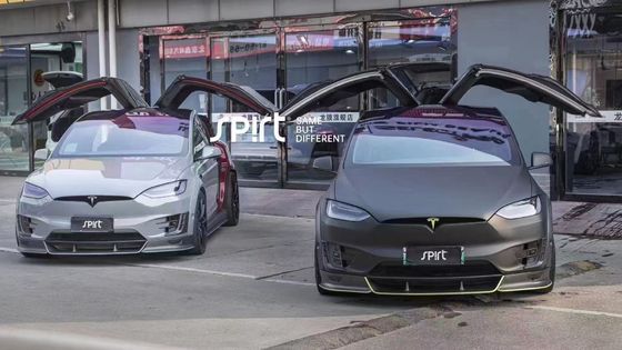 Model Tesla X Włókno węglowe Zestaw nadwozia Model X Włókno węglowe przednie usta dyfuzor Spoiler maszyna koło łukowe szerokie zestaw nadwozia