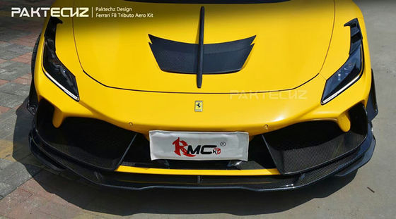 Paktechz Style Carbon Fiber Kit dla Ferrari F8 Carbon Fiber Body Kit Przednia łopatka tylny dyfuzor spoiler
