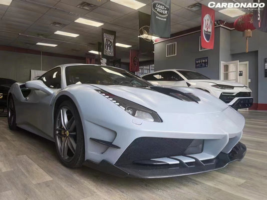 Dla Ferrari 488 Zestaw nadwozia z włókna węglowego 488 Zmodernizowany styl Misha Przedni i tylny zderzak spoiler Hood Zestaw nadwozia z włókna węglowego