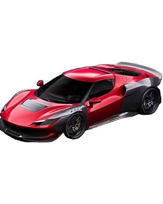 Czerwony Ferrari 296 Automobile Body Kit ZE Style Diffuser Włókno węglowe