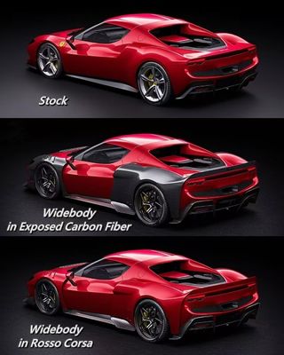 Czerwony Ferrari 296 Automobile Body Kit ZE Style Diffuser Włókno węglowe