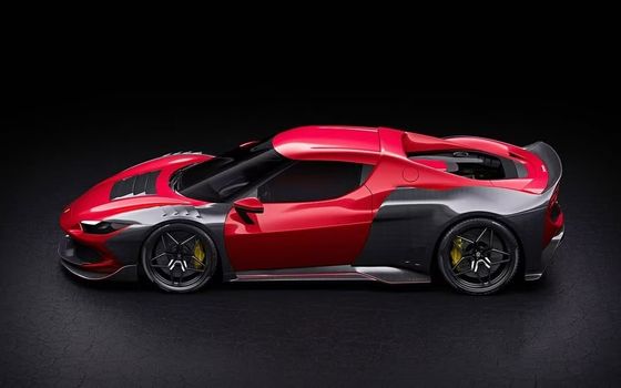 Czerwony Ferrari 296 Automobile Body Kit ZE Style Diffuser Włókno węglowe