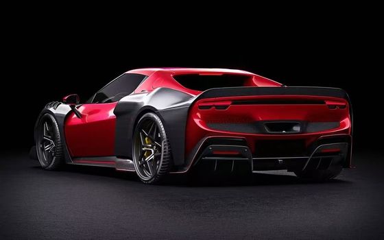 Czerwony Ferrari 296 Automobile Body Kit ZE Style Diffuser Włókno węglowe