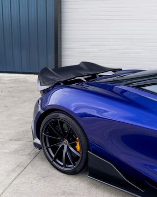 Niebieski 720s szeroki zestaw McLaren Włókno węglowe przednie usta dyfuzor spoiler zestaw