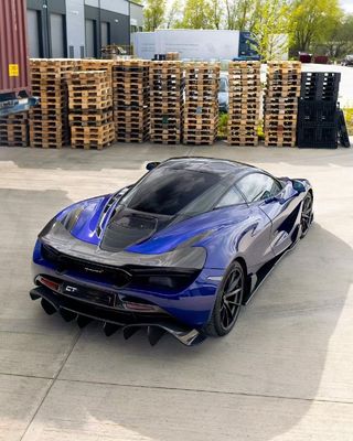 Niebieski 720s szeroki zestaw McLaren Włókno węglowe przednie usta dyfuzor spoiler zestaw