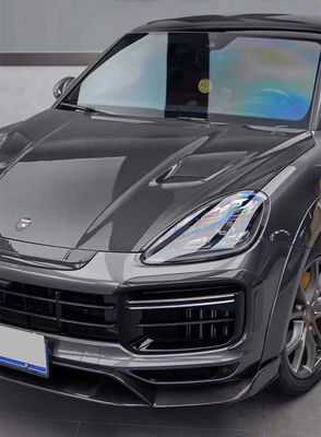 Dla Porsche Cayenne Węglowodanowy szeroki zestaw Cayenne Modernizuje w stylu MSY Węglowodanowy przedni dyfuzor spoiler Hood