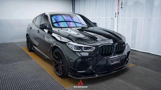 Do BMW X6M F96 Zestaw nadwozia z włókna węglowego X6M F96 Uaktualnia styl AE Włókna węglowego przedni dyfuzor warg spoiler