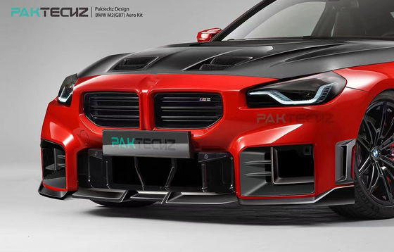 Do BMW M2 G87 Zestaw nadwozia z włókna węglowego M2 Modernizowany Paktechz Style Włókna węglowe przedni dyfuzor spoiler Hood