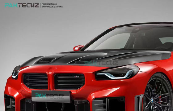 Do BMW M2 G87 Zestaw nadwozia z włókna węglowego M2 Modernizowany Paktechz Style Włókna węglowe przedni dyfuzor spoiler Hood