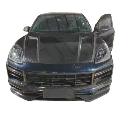 2019 Black Porsche Cayenne Body Kit TH Style Hood Motor Cover Sucha włókna węglowe