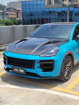 2019 Black Porsche Cayenne Body Kit TH Style Hood Motor Cover Sucha włókna węglowe