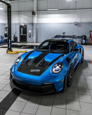 Niebieski Porsche Body Kit 992 GT3RS Style suchy kapelusz z włókna węglowego
