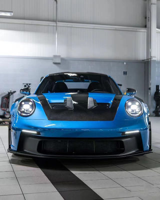 Niebieski Porsche Body Kit 992 GT3RS Style suchy kapelusz z włókna węglowego