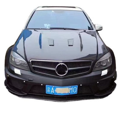 Do Mercedes W204 C63 Body Kit W204 Modernizowany Czarny Zestaw Styl Front and Rear Bumper Hood Widebody Kit